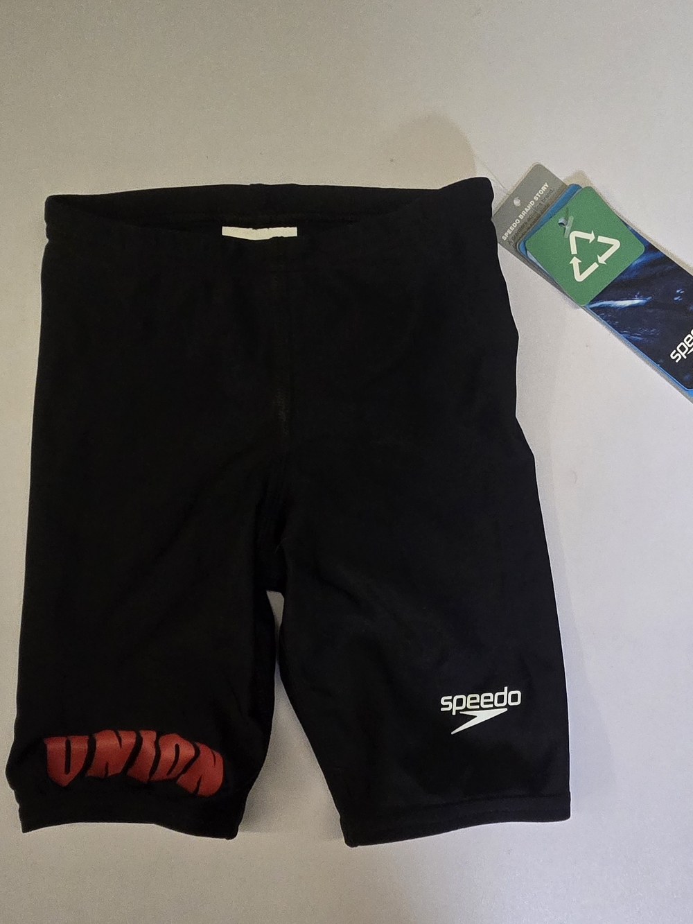NWT Speedo Boys Union Swim Jammer Black Size 22 Competitive Swimsuit